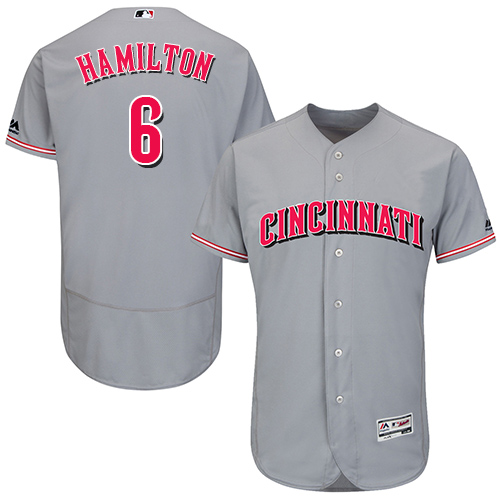 Reds #6 Billy Hamilton Grey Flexbase Authentic Collection Stitched MLB Jersey